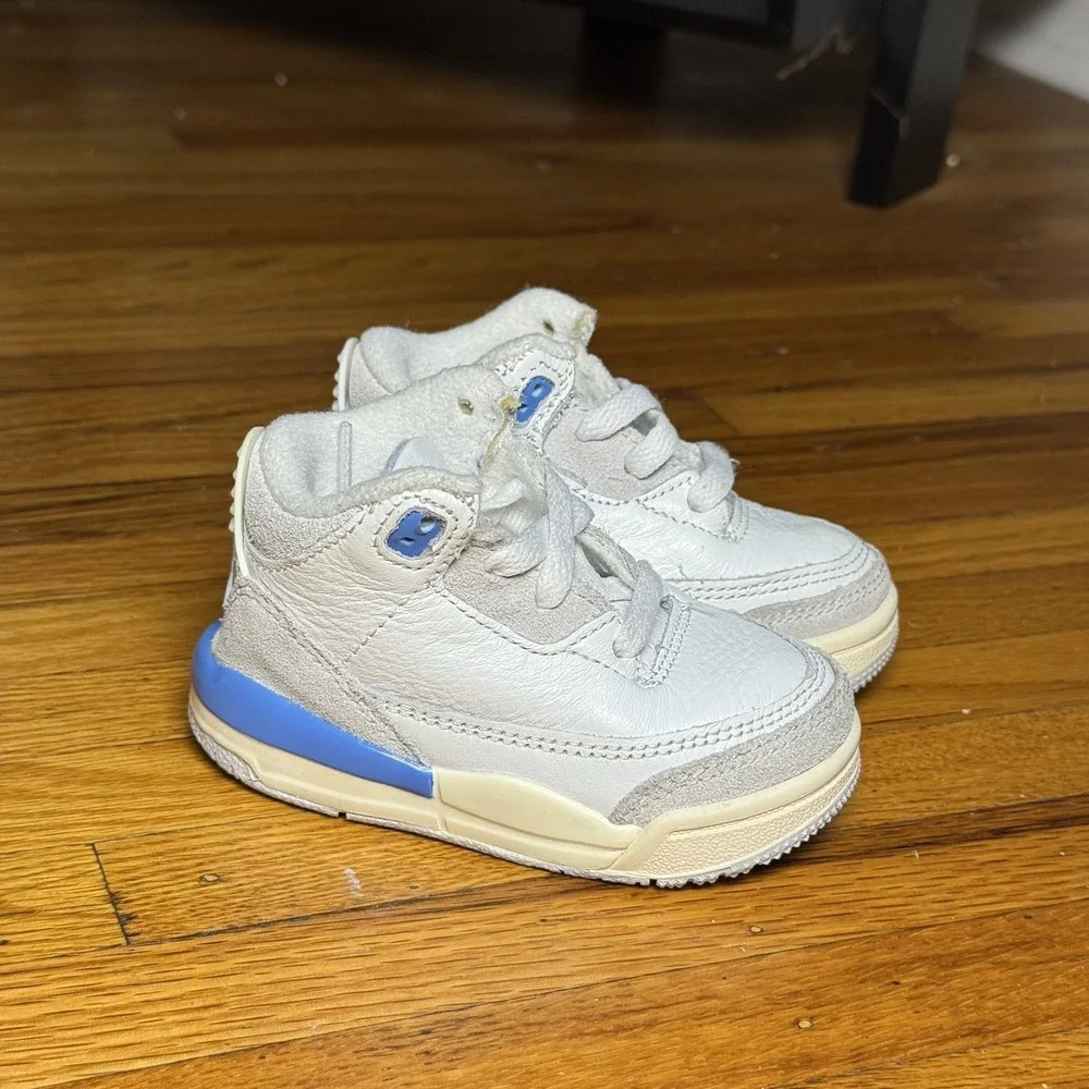 Nike Air Jordan 3 Retro Lucky Shorts White Blue DM0968-101 Toddler Baby Size 4C